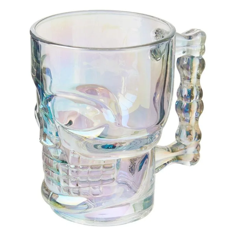 Caneca Para Chopp E Cerveja De Vidro Caveira Rock Style Rainbow 510ml