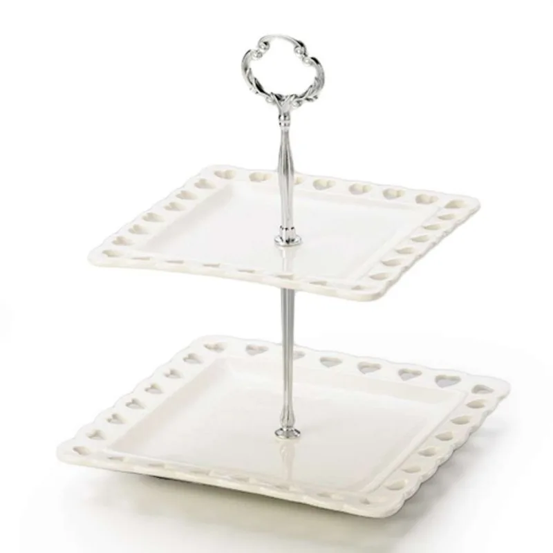 Porta Doce 2 Andares Quadrado Branco