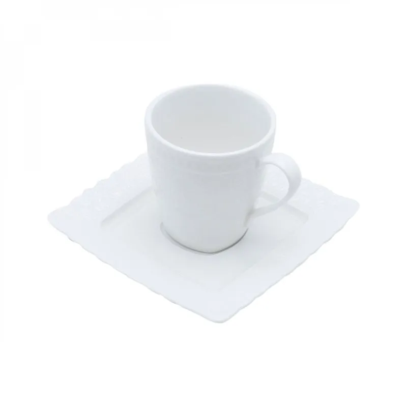 Conjunto 6 Xícaras para Chá de Porcelana Heart 200ml Lyor Branco