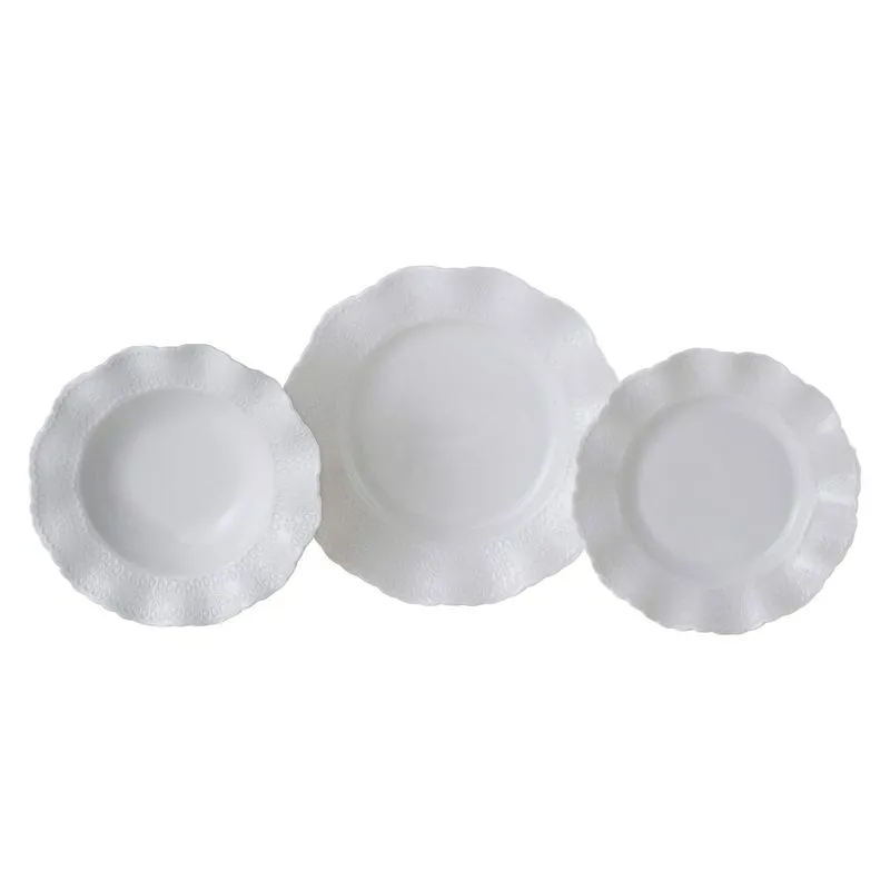 Baixela Porcelana 18 Pratos Redondo Princess Lyor Branco