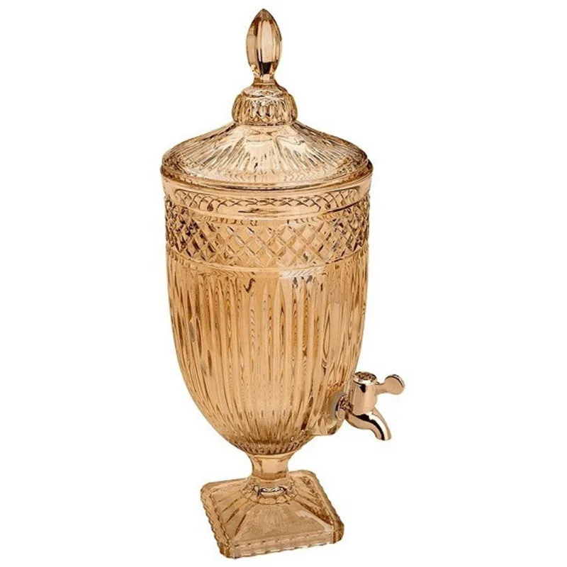 Suqueira de Cristal Ecologico 4,5L AMBAR Metalizado Persa com Torneira Rose LYOR 9061