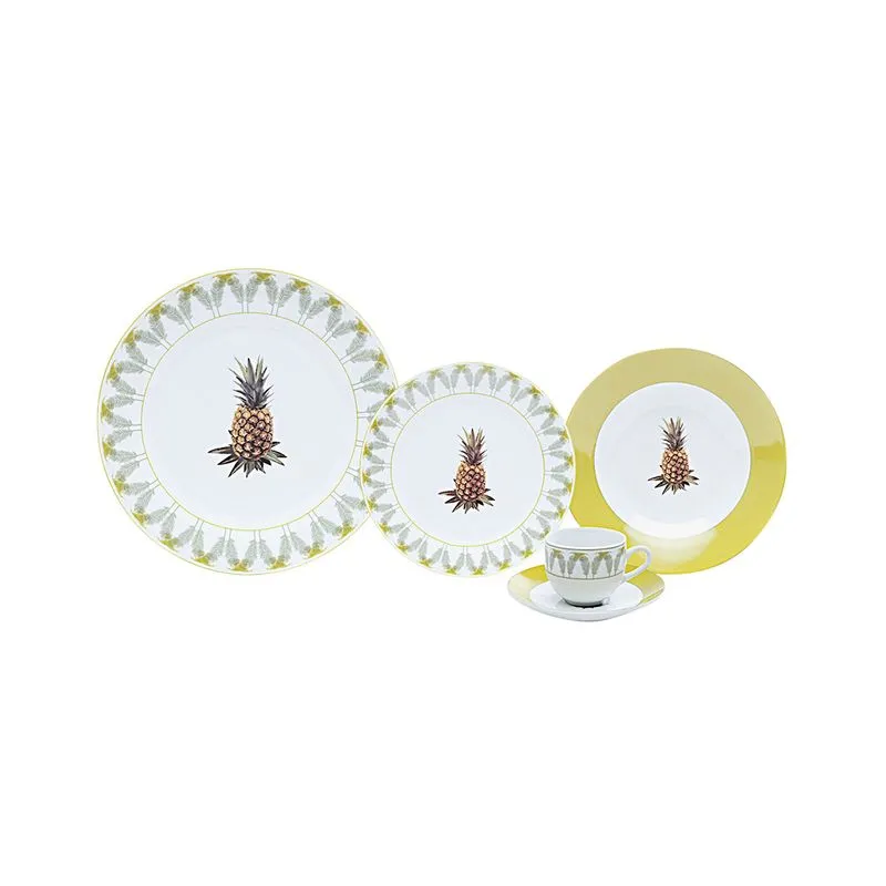 Aparelho de Jantar 30 Peças em Porcelana Lyor Pineapple 9079