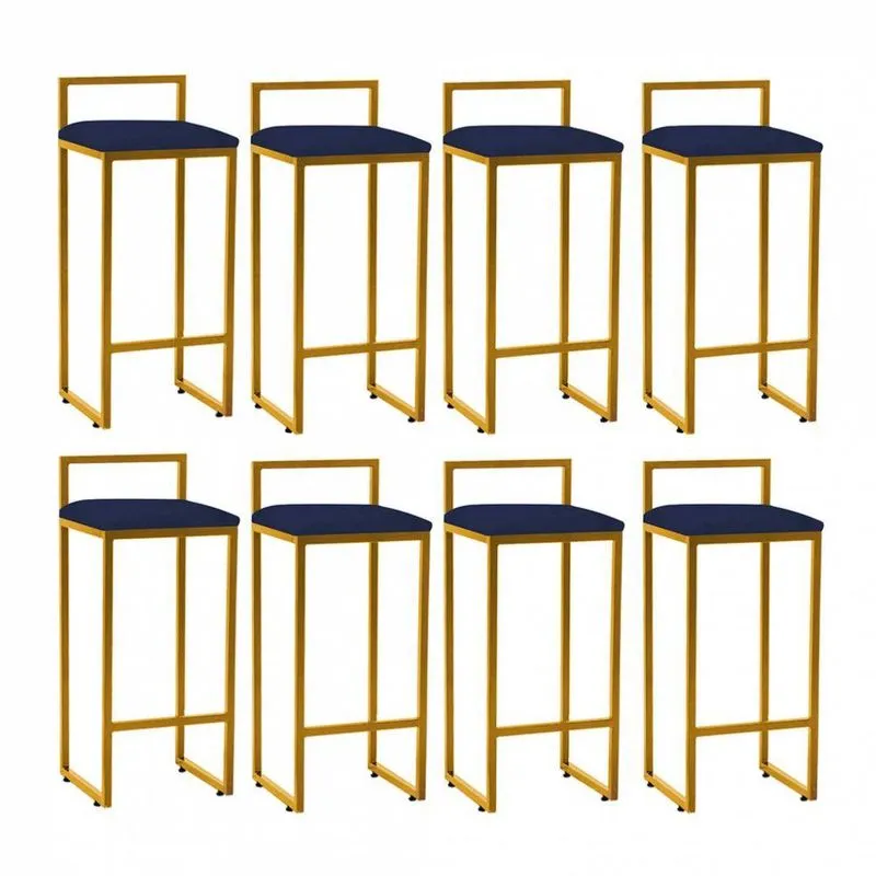 Kit 08 Banqueta Alta Industrial Balcão Bistrô Ferro Dourado
