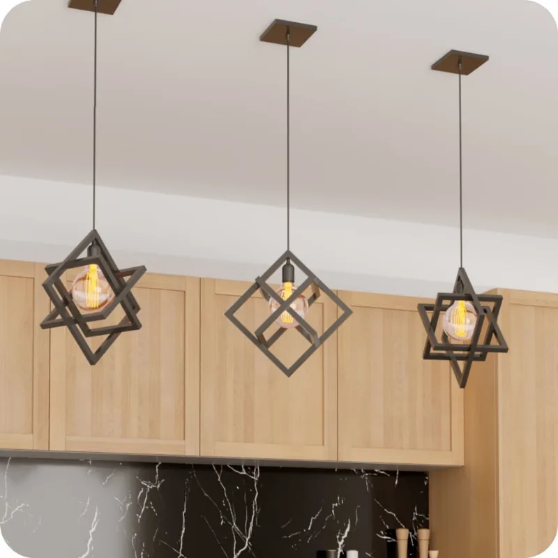 Pendente Luminária Cubo Industrial Preto
