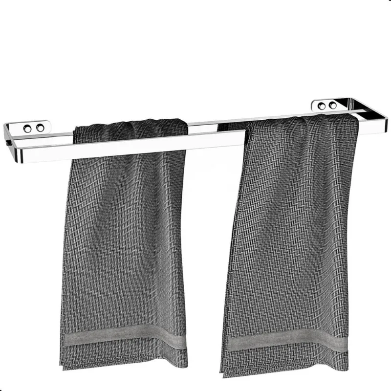 Porta Toalha Duplo Cromado Max 44cm - Alumínio e Aço Inox