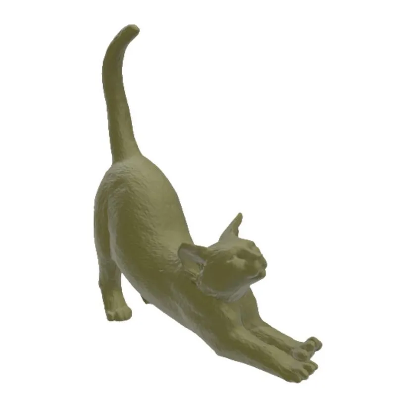 Gato Se Espreguiçando Pet Decoração 3D Dourado