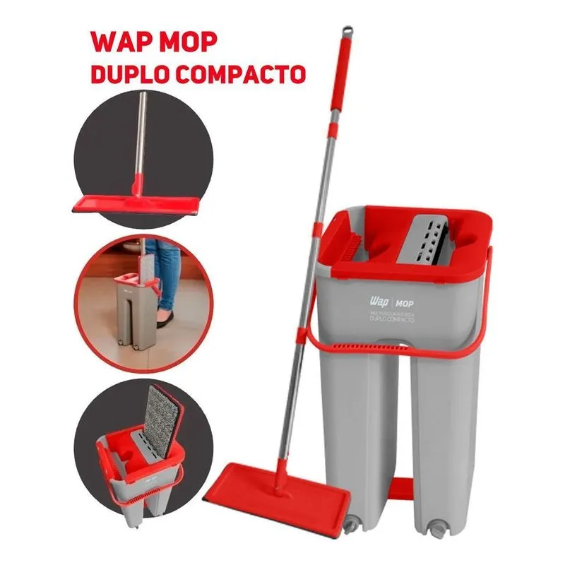 Wap Mop Multiuso Duplo Flat Lava E Seca Compacto