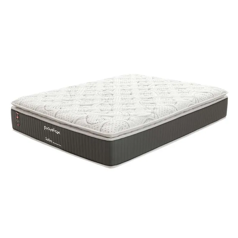 Colchão Queen Safira Plush Mola Ensacada (34x158x198) Branco e Cinza