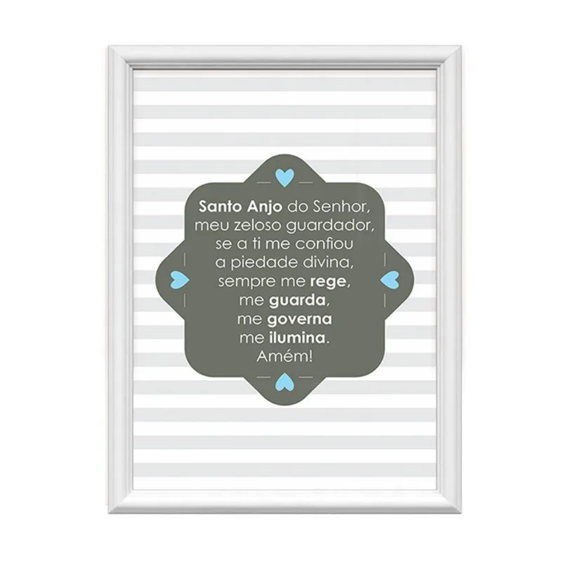 Quadro Decorativo Santo Anjo Do Senhor Listrado Azul 34x44cm