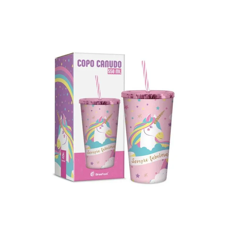 COPO COM CANUDO UNICORNIO 2 BRASFOOT
