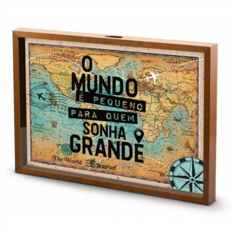 Quadro Decorativo Cofre - O Mundo é Pequeno 20x30cm Brasfoot