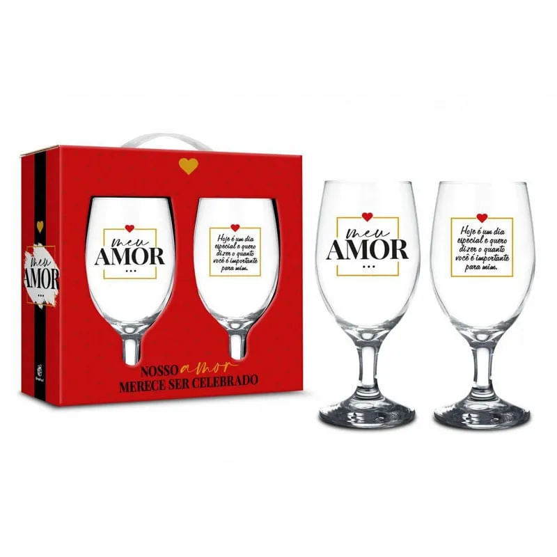 Kit 2 Taças Windsor Meu Amor Dia Especial Presente Namorados