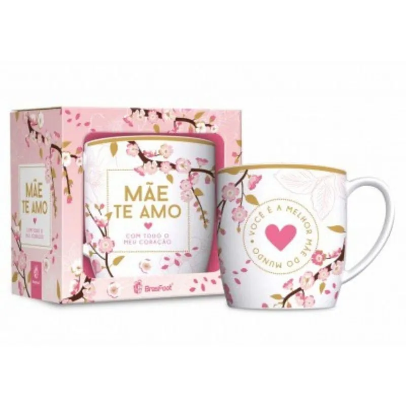 Caneca Porcelana Na Caixa Mãe Te Amo De Coração Presente