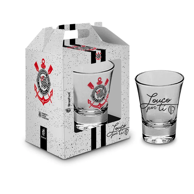 Copo Dose Individual Kazzavip Vidro Oficial Licenciado Corinthians Football Club 60ml Incolor
