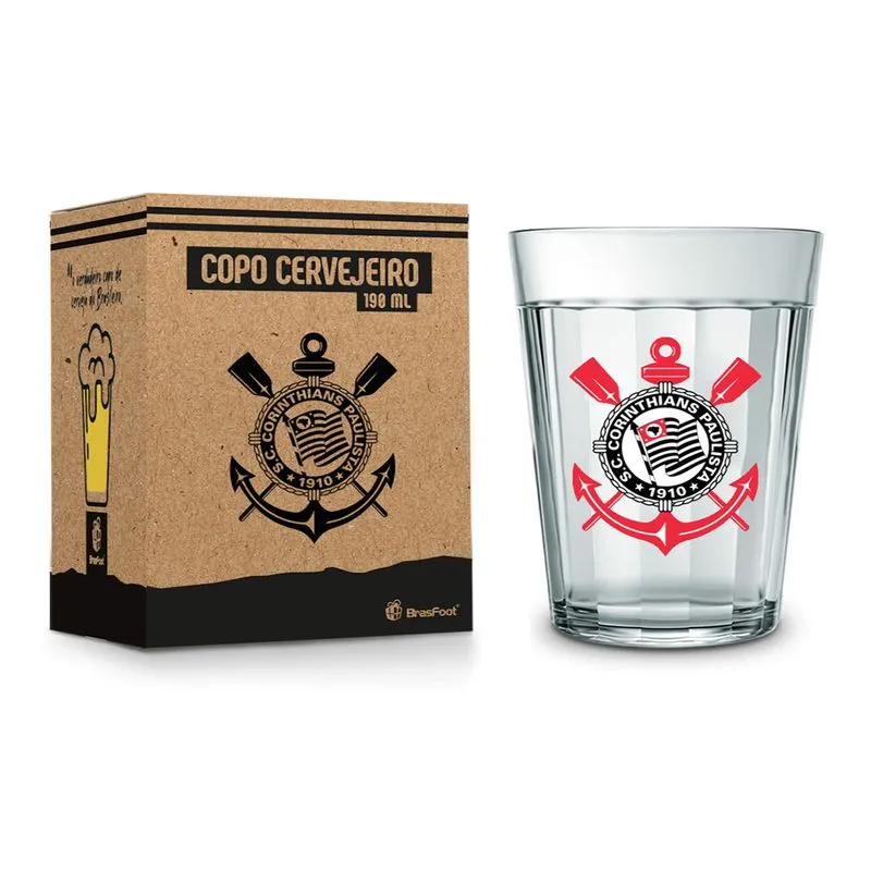 Copo Avulso Americano Kazzavip De Vidro Corinthians Oficial Licenciado 190ml Incolor