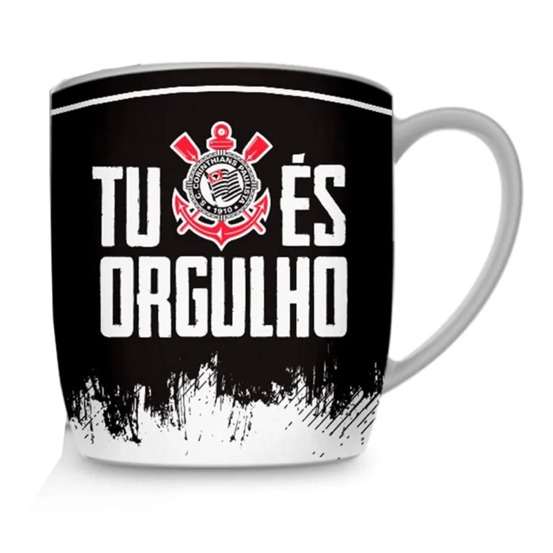 Caneca Porcelana Premium BrasFoot Corinthians 01 300 ML Urban Licenciada Branco - BRASFOOT