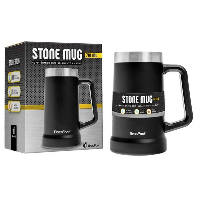 CANECA TERMICO STONE PRETO BRASFOOT - BRASFOOT