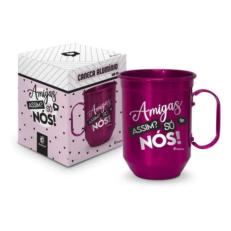 Caneca Alumínio 600ml - Amigas Assim - BrasFoot