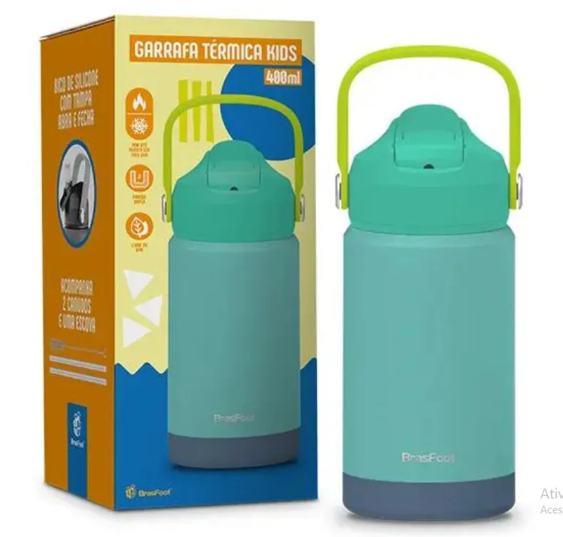 GARRAFA TERMICA KIDS 400ML VERDE - Manaia Presentes