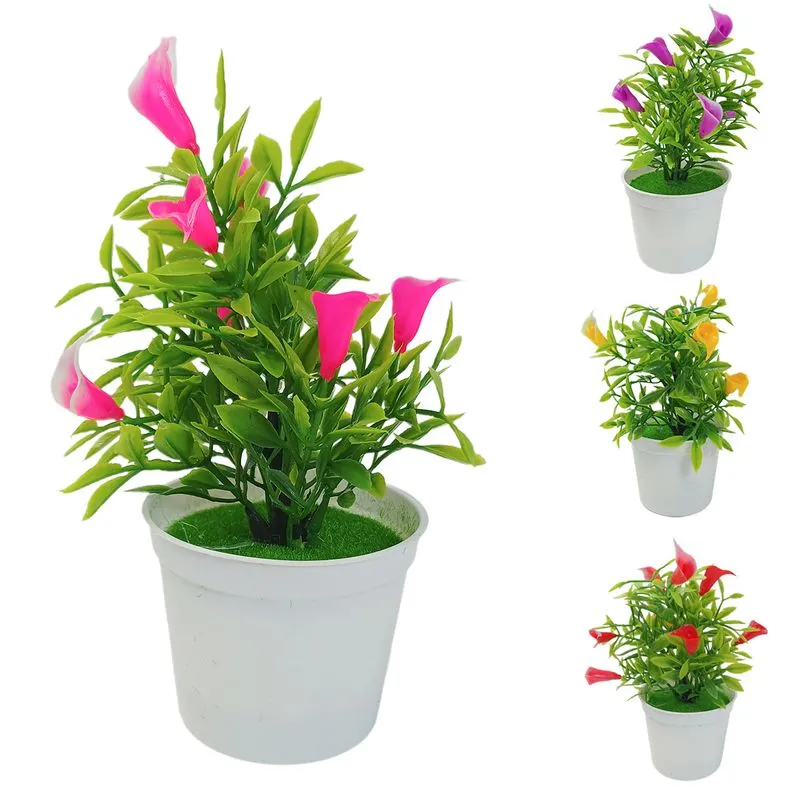 Vaso C/ Planta Artificial Decorativa 16x7cm em Plástico Imporiente-Modelos sortidos