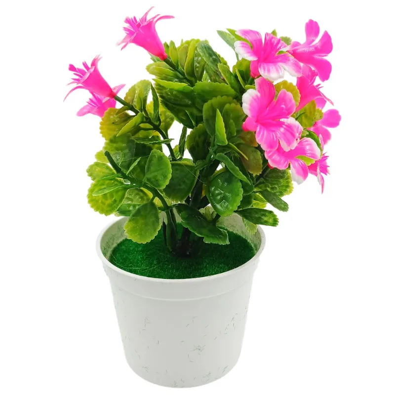 Vaso C/ Planta Artificial 16cm em Plástico Imporiente-Rosa