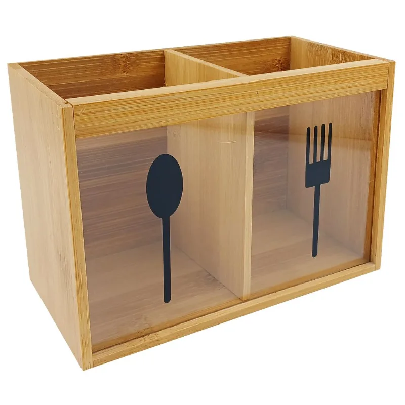 Porta Talher Duplo 18x13cm em Bambu Casita