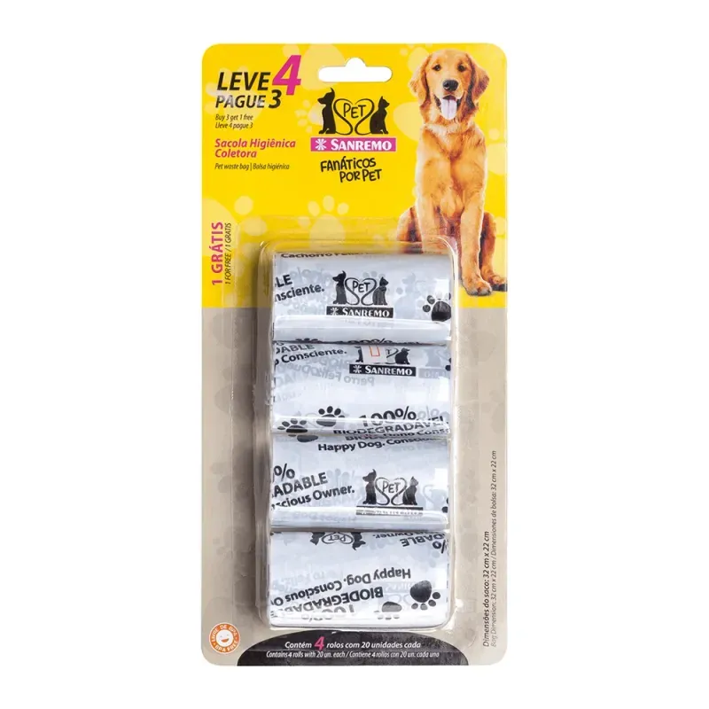 Jg Sacola Higiênica para Pets - Contém 4 ROLOS