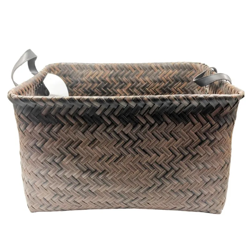 Cesto Organizador C/ Alça 39x25cm em Plástico Casita-Marrom Escuro