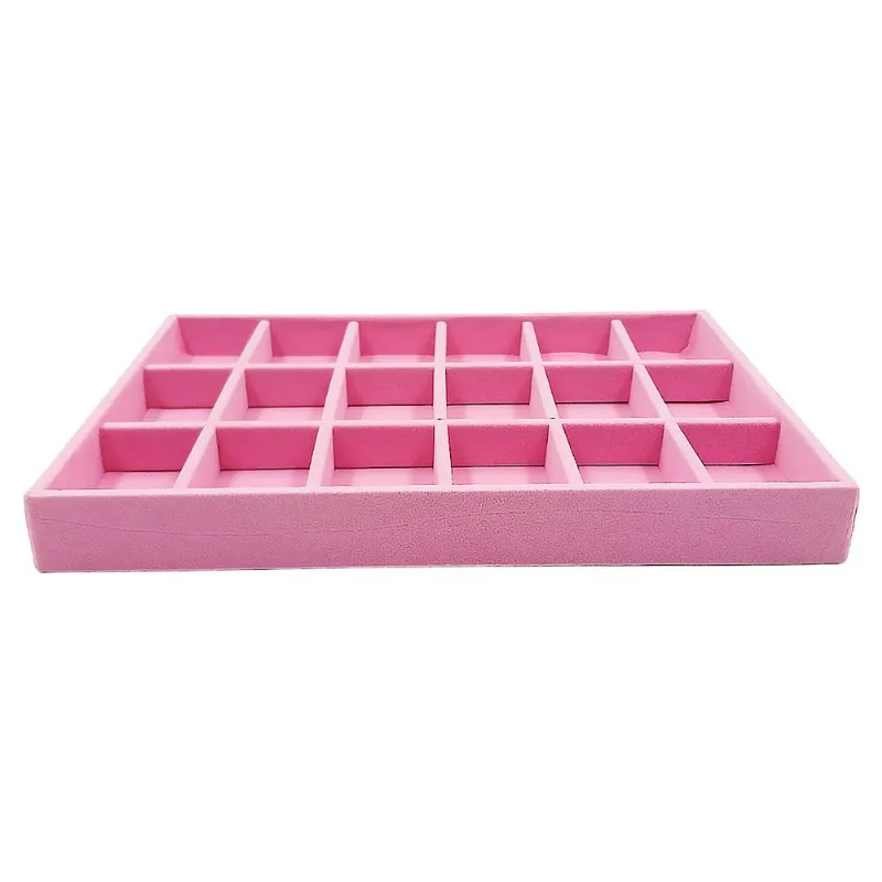 Porta Joias C/ Divisórias 24x18x2,5cm em Flanela Imporiente-Rosa