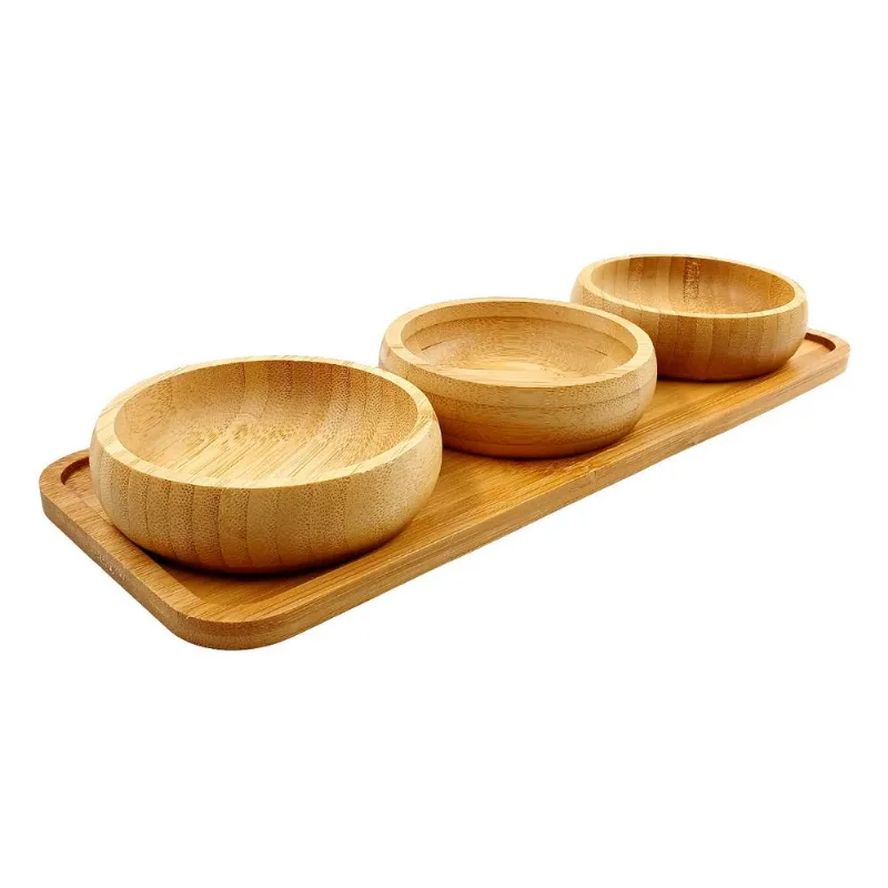 Jogo De Petisqueira 4 Peças 30x10cm em Bambu Imporiente