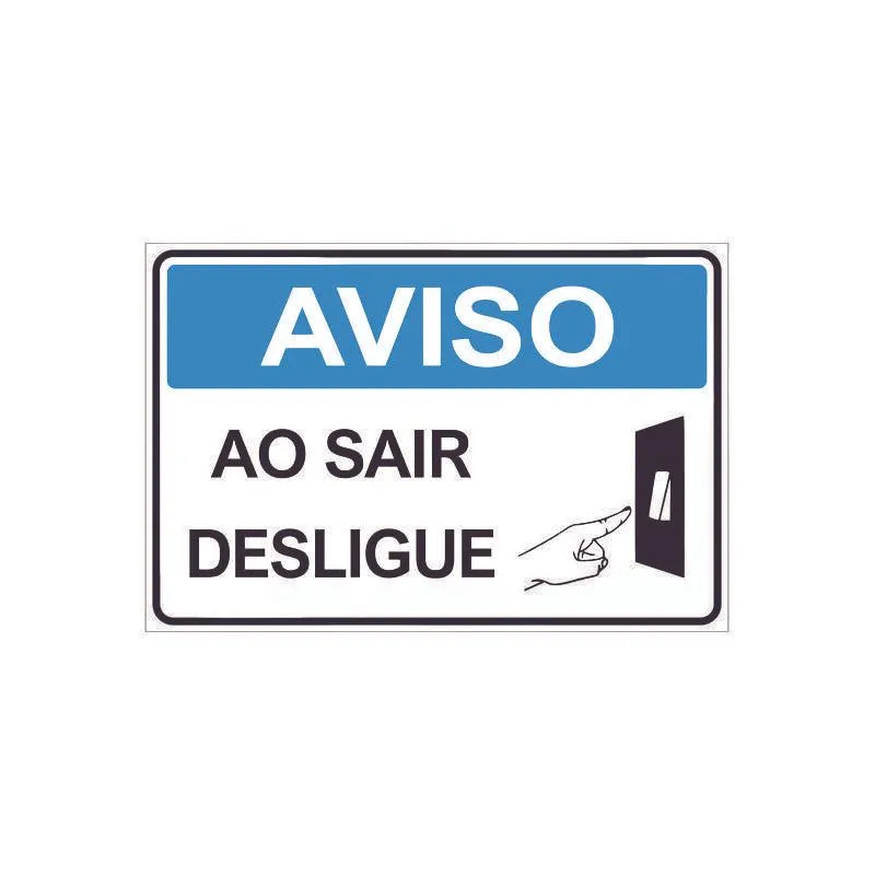 Placa Sinalização Desligue Apague A Luz 17x25cm