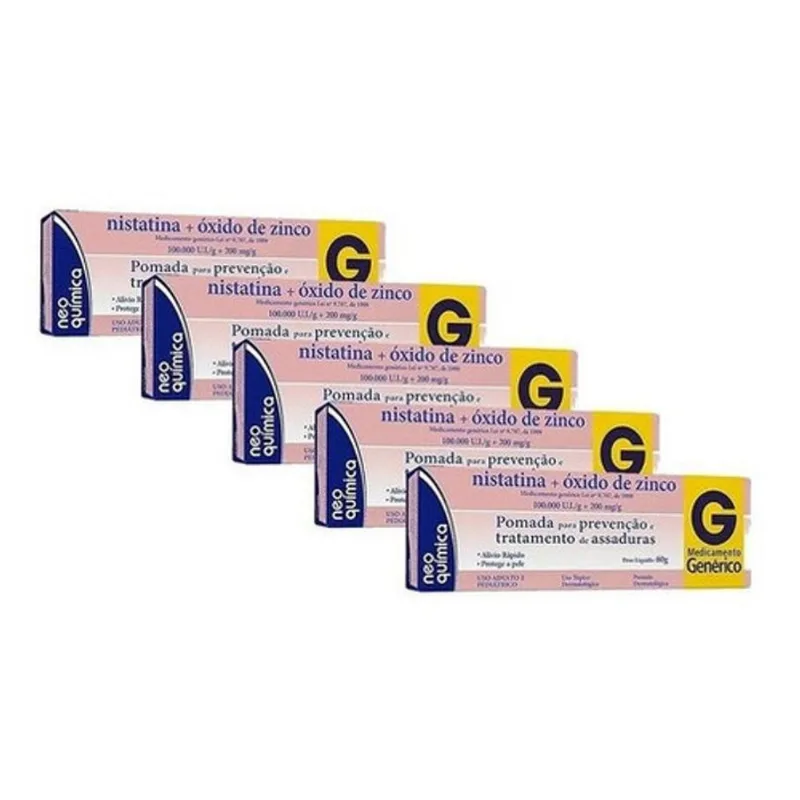Pomada Assadura Nistatina+ox.zinco 60g Neo Quimica 5un