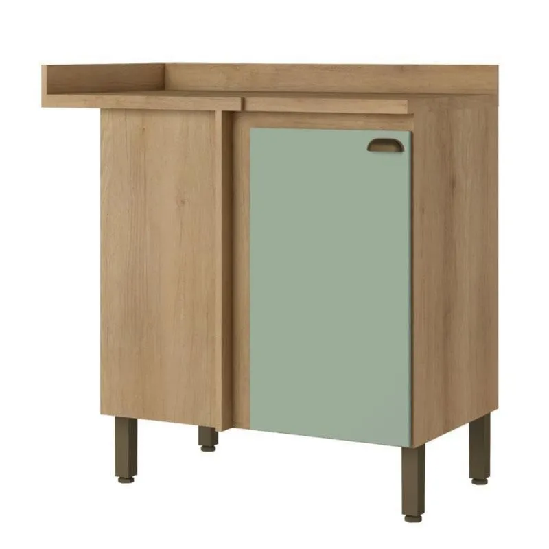 Balcão Canto Reto 94 cm 1 Porta Finesse Capuccino Menta - THB