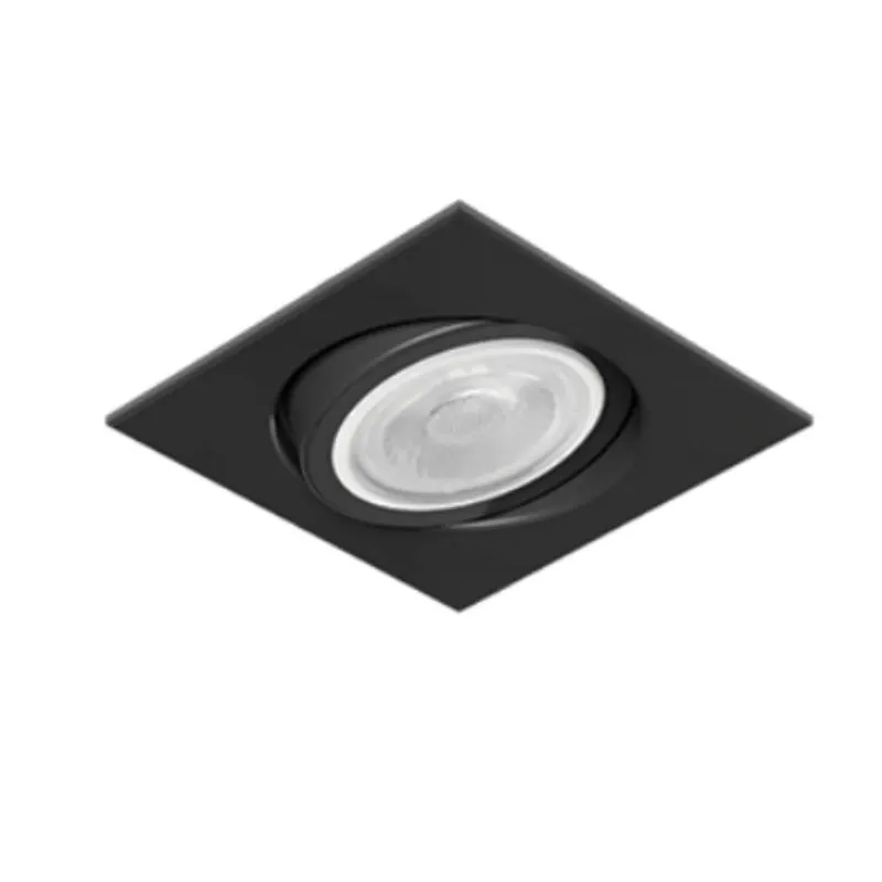 Luminária Embutir Quadrada Dirigível 1 Lâmpada PAR20 E27 Nuru RI-E1066 Preto Revoluz