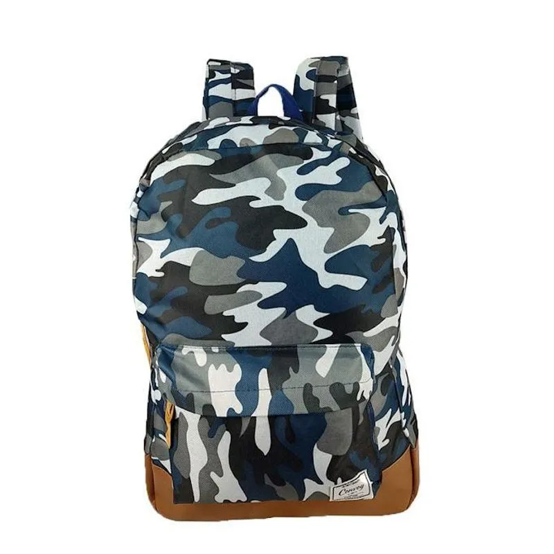 Mochila Camuflada Escolar Yin's Azul - 45cm x 30cm x 12cm