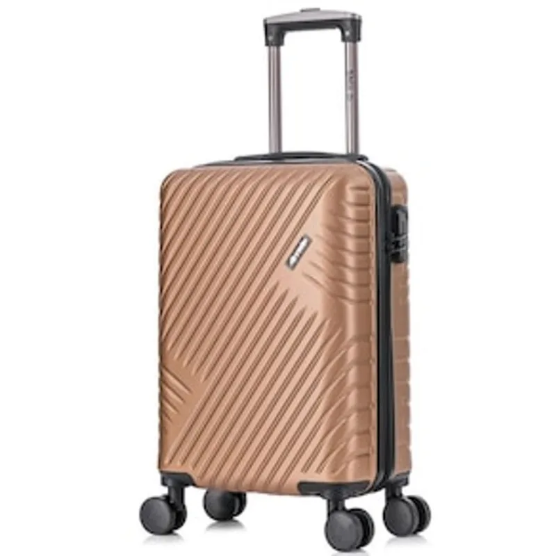 Mala de Viagem Pequena Yins Cult em ABS com Rodas Duplas 360° - Marrom