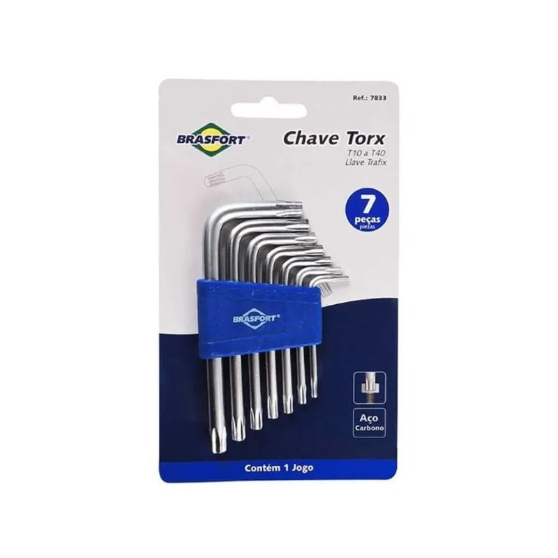 Jogo de Chaves Torx Brasfort T10 a T40 7 Peças