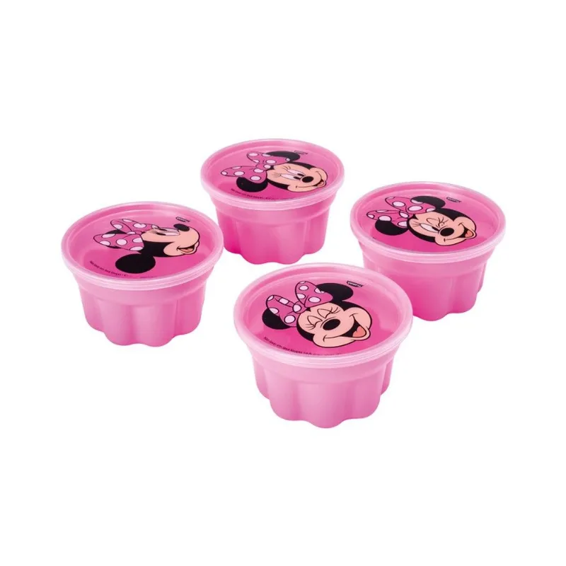 Kit 4 Formas De Gelatina Ludica Minnie Rosa Plasutil Infantil 150ml - 17446