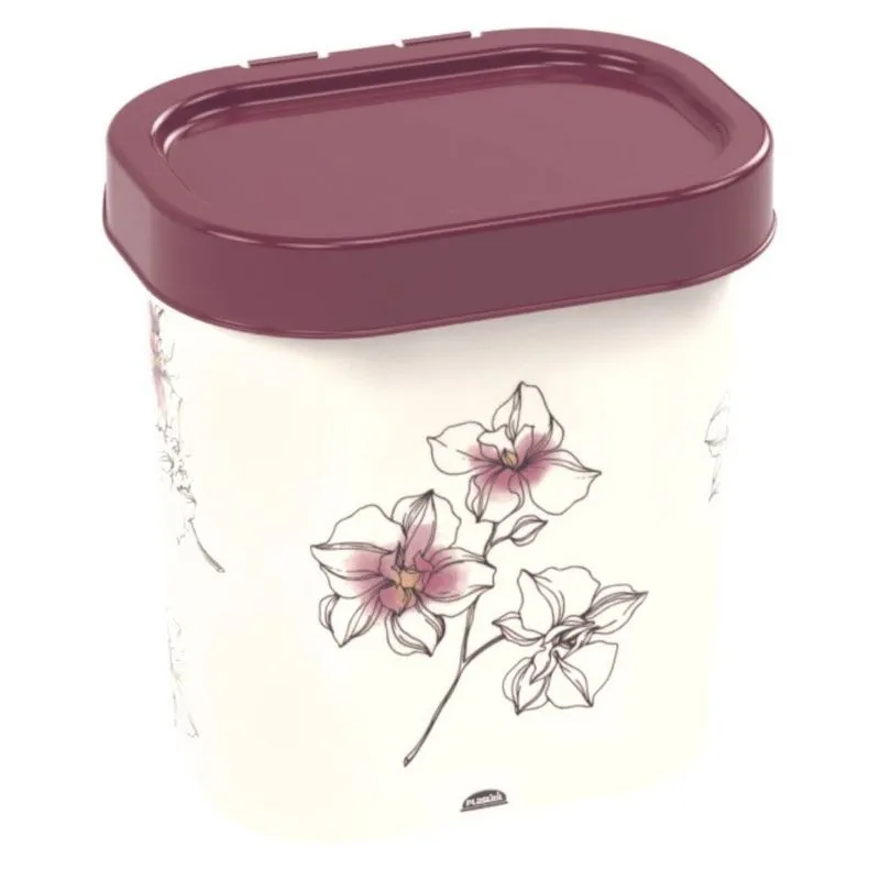 Lixeira Para Pia Decorada 2,5 Litros Vinho Floral Plasutil