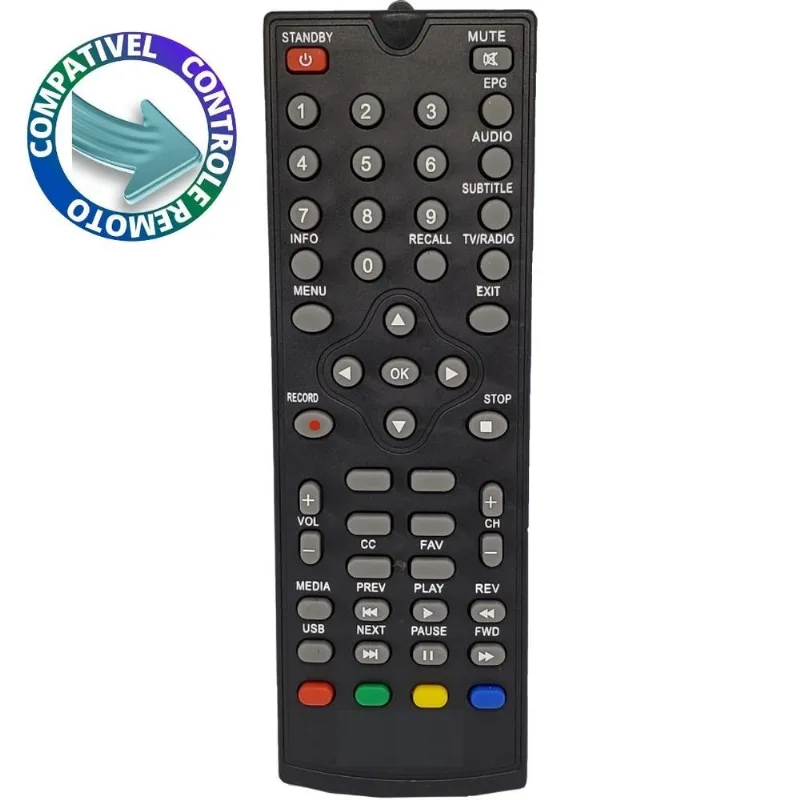 Controle Compatível Receptor Vii7 SKY-7018