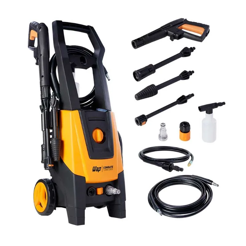 Lavadora de Alta Pressão WAP Combate Turbo 2600 Ultra Uso Profissional Indução 2100Libras 1700W 5m 110V