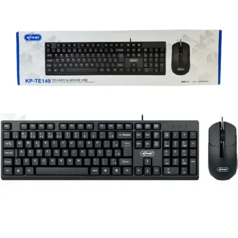 KIT TECLADO E MOUSE COM FIO KP-TE149