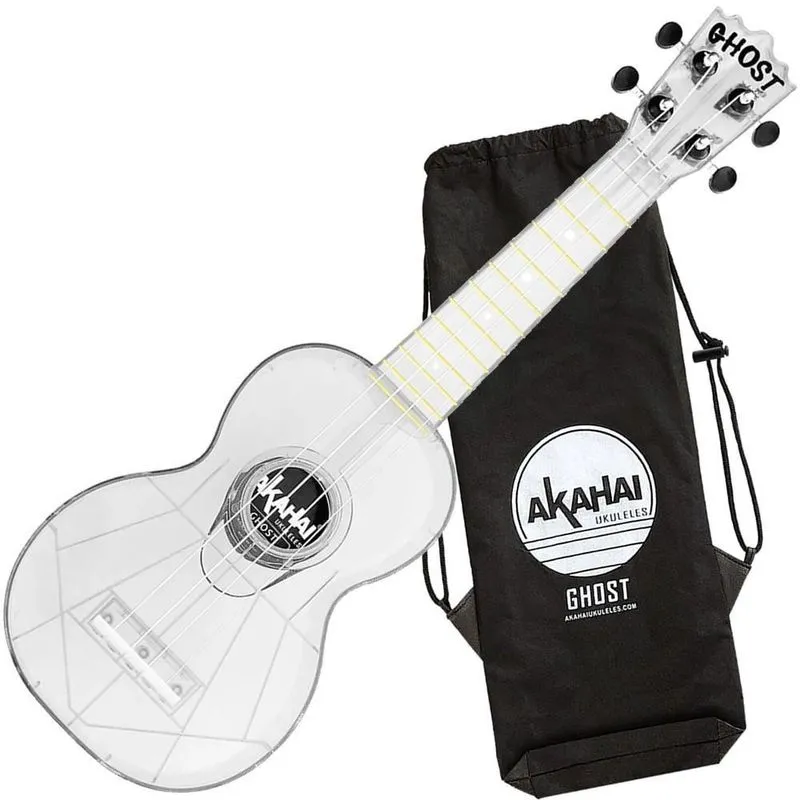 Ukulele Akahai Ghost Soprano Hawaii Ice Transparente + Bag