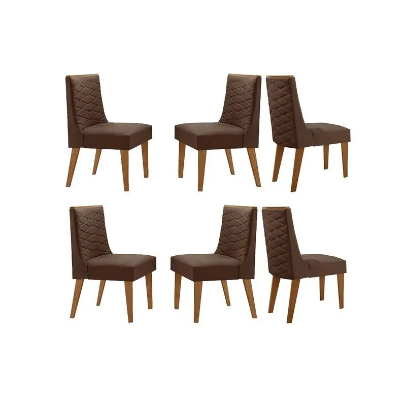 Kit 6 Cadeiras Sala Jantar Dafne 6 Un Naturalle/Suede Marrom - Rufato