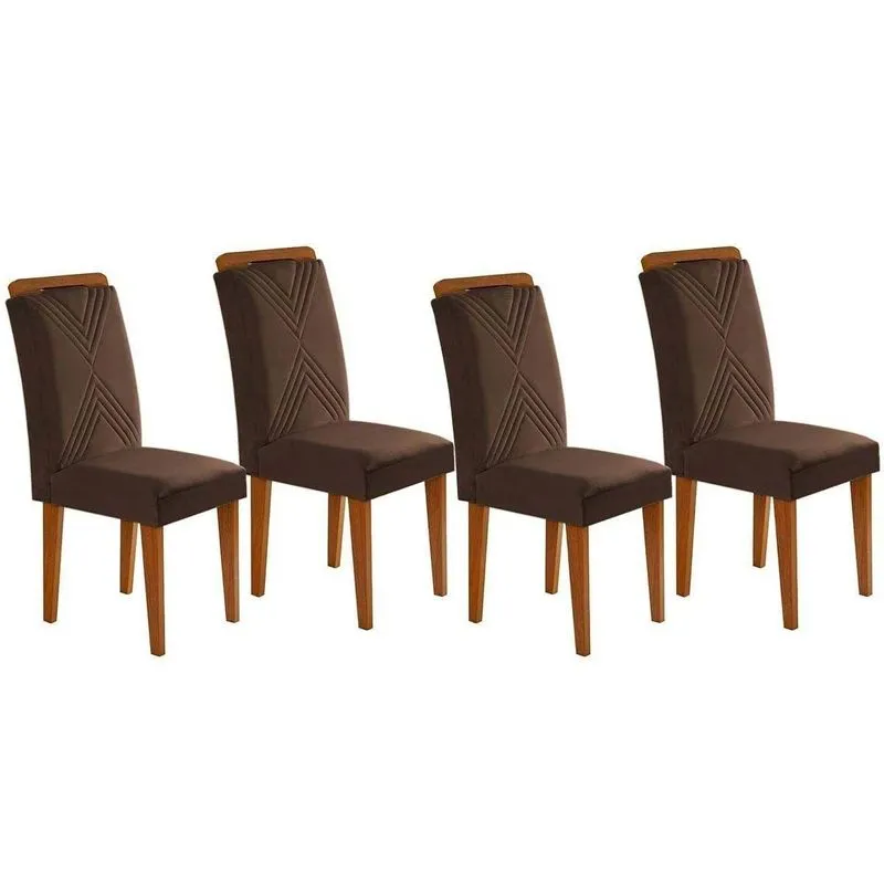 Cadeira De Cozinha Amsterdã Kit 4 Un Capuccino/suede Marrom - Rufato