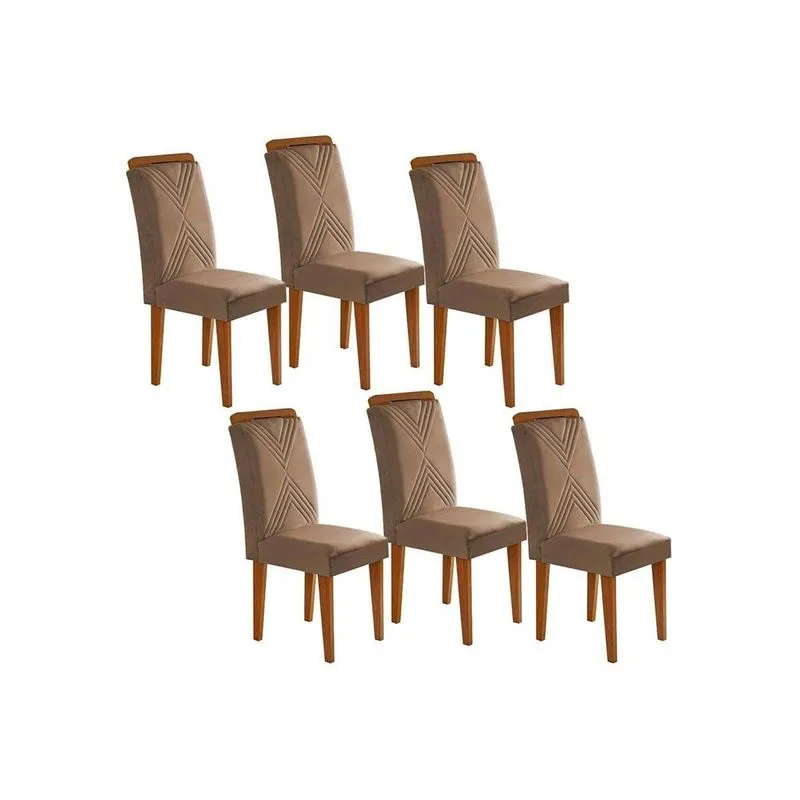 Cadeira De Cozinha Amsterdã Kit 6 Un Imbuia/suede Capuccino - Rufato