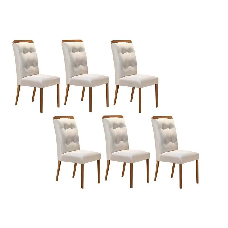 Cadeira de Cozinha Imperatriz Kit 6 Un Capuccino/Suede Creme - Rufato