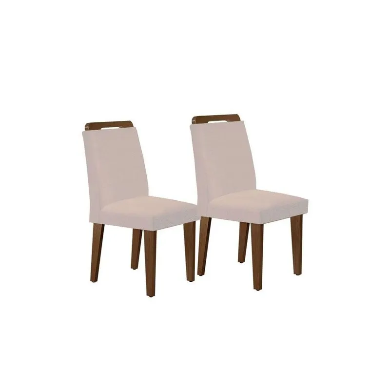 Kit 2 Cadeiras Sala Jantar Athenas 2 Un Madeira Capuccino/suede Creme - Rufato