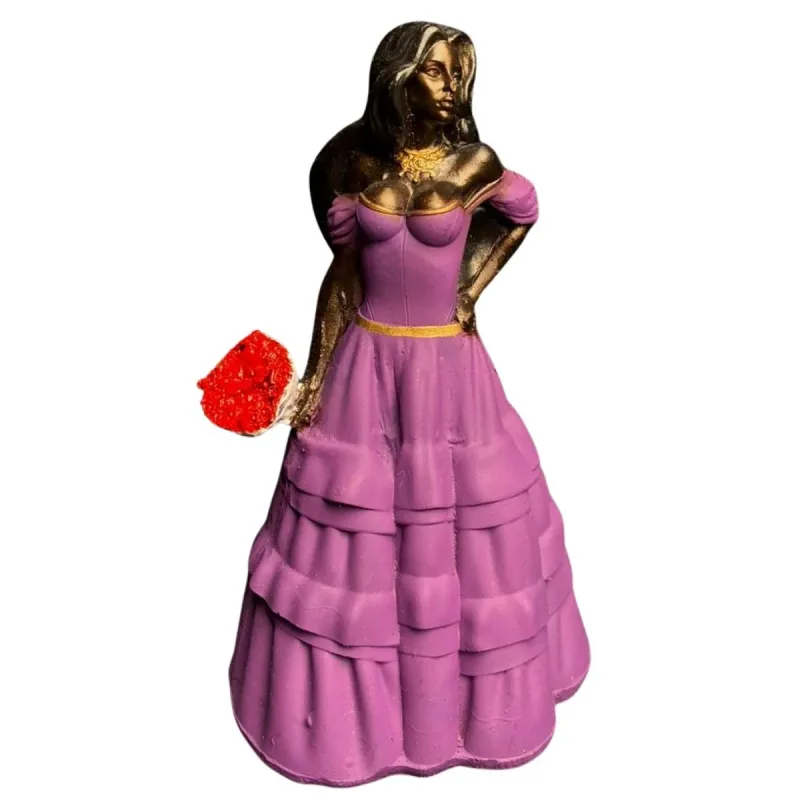 Pomba Gira 2 Realista Dourada 15cm Alt. - Resina - Umbanda Candomblé