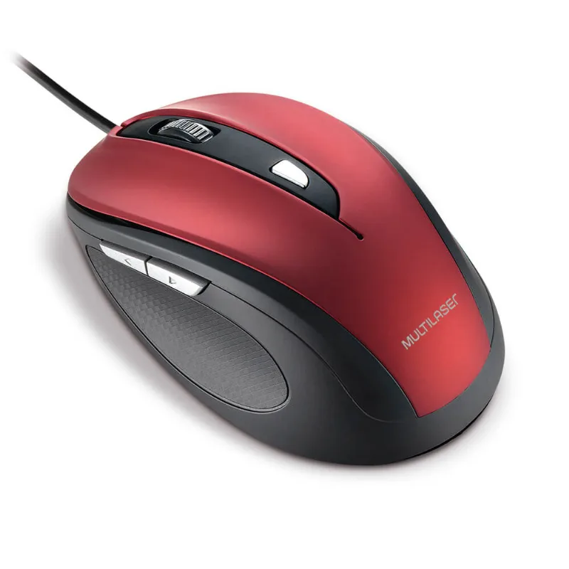 Mouse Multilaser Comfort 6 Botões Usb Vermelho/Preto - MO243 MO243